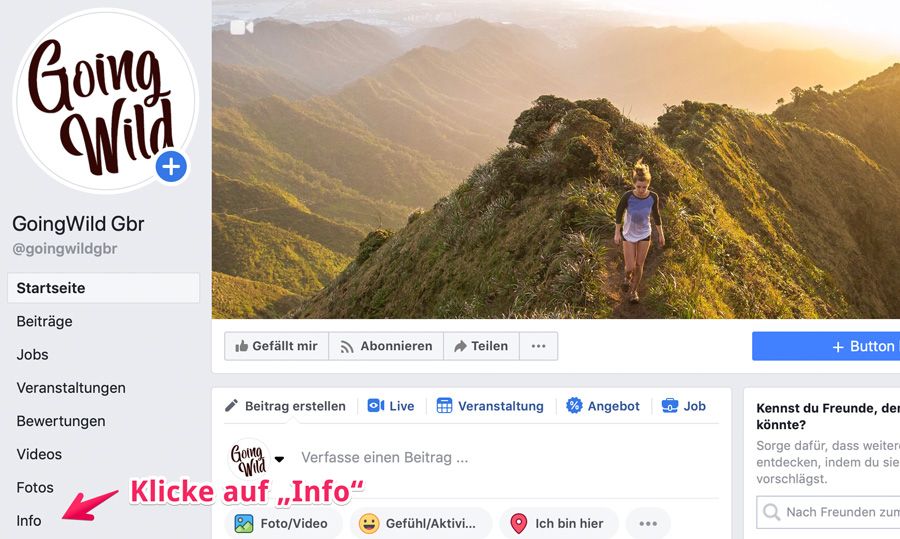 Facebook Seitennamen ändern  Schritt 2