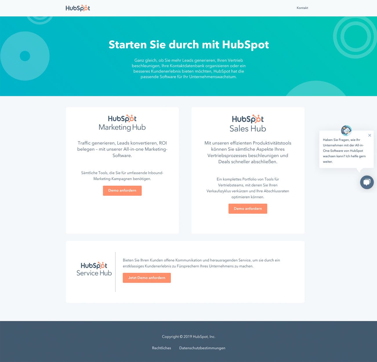 B2B Landing Page Beispiel Hubspot