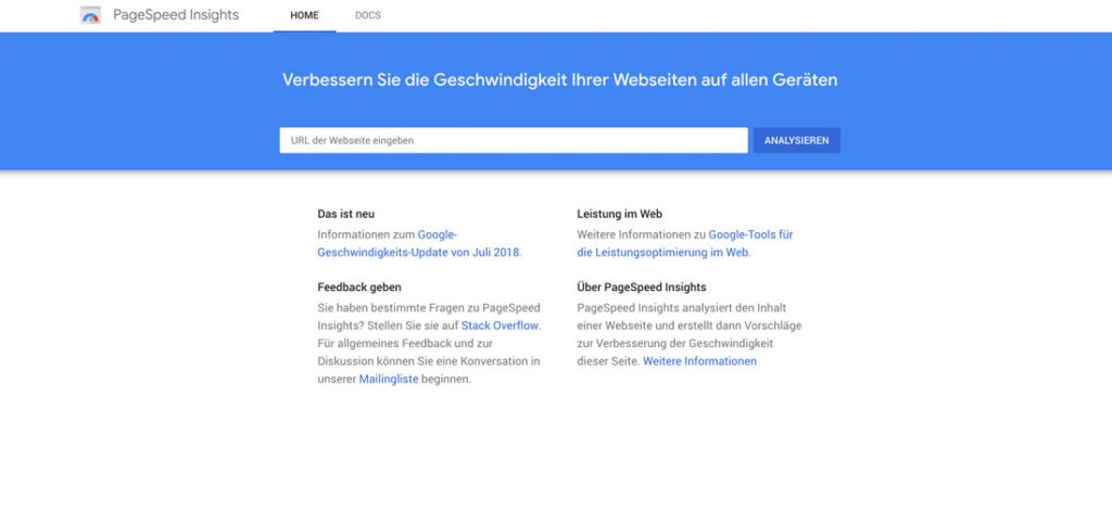 Das Google PageSpeed Insights Tool