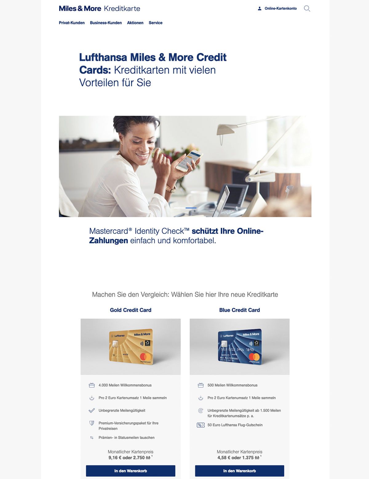 Landing Page Beispiel Lufthansa Miles & More