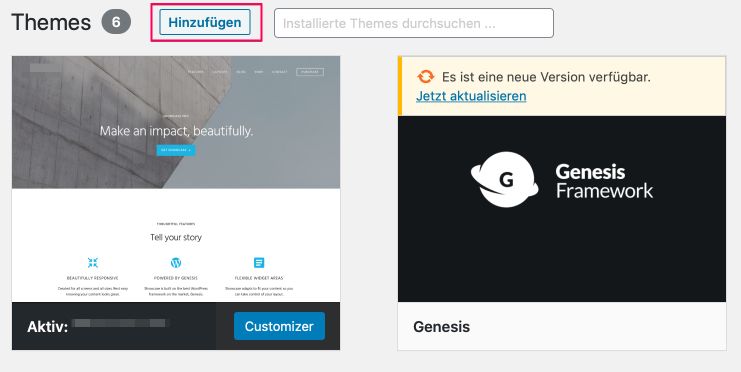Wordpress Theme installieren